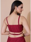 Maroon Lehenga With Stylish Sleeveless Crop Top